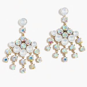 J. Crew White Crystal Chandelier Earrings